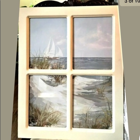 Wood Window Frame Wall Hanging Seashore Shabby - Picture 3 of 8